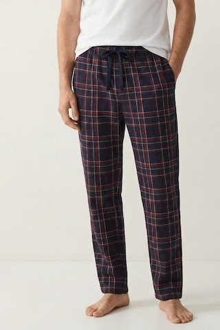 Elemge %100 Pamuk Kareli Erkek Pijama Altı Süprem Kumaş Rahat Kalıp Cepli İpli Lacivert Ekoseli Relax Fit Lacivert Kırmızı Yeşil