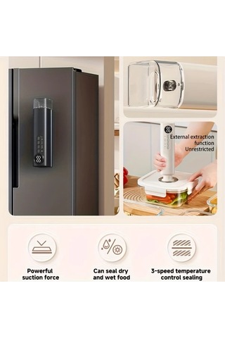 Boatshop1 Beyaz Çok Amaçlı Vakumlu Mühürleyici Usb Şarjlı Lityum Pil Dijital Ekranlı Güçlü Emiş Kompakt Mutfak Gıda Saklama