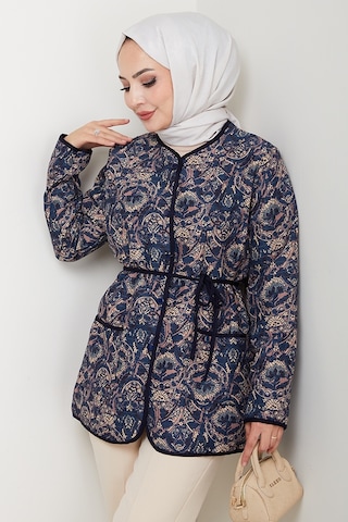 Desenli Düğmeli Kapitone Ceket 1620 - Lacivert Lacivert