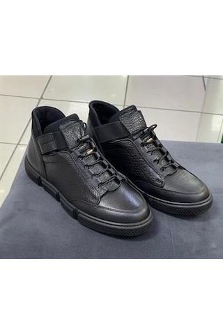 James Franco 5170 Bilek Boy Lastikli Deri Erkek Yarım Bot Siyah