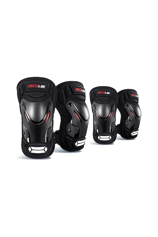 Sones Motolsg 4 İn 1 Açık Spor Motosiklet Bisiklet Sürme Koruyucu Dişli Yansıtıcı Şerit Diz Dirsek Pedleri Siyah