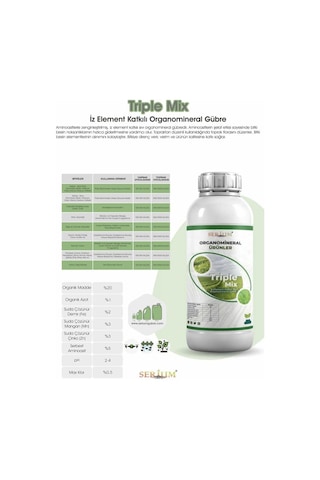 Serium Triple Mix Iz Element Katkılı Organomineral Gübre 1lt 1 L