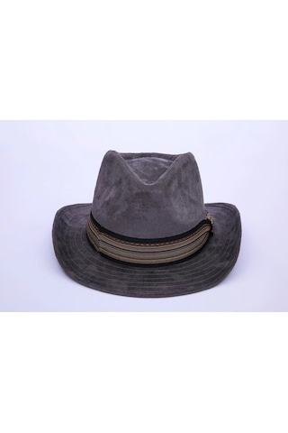 Twingold İsme Özel Süet Kovboy Fötr Şapka - Ab01007 - Gri Gri