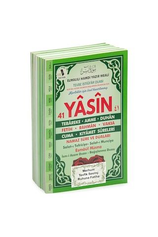 10 Adet Türkçe Mealli Orta Boy 80 Sayfa 41 Yasin - Yeşil Renk