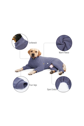 Vkemall Kış İçin Köpek Isı Sağlama Fleece Mont, Yüksek Yaka Dört Ayaklı, Gri Mavi, Xs Ya002v031