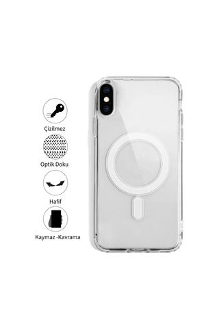 Apple Uyumlu iPhone X Şeffaf Magsafe Kılıf Safe Şeffaf