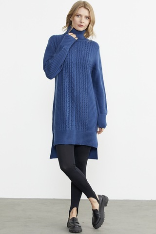 Tam Balıkçı Yaka Triko Tunik - Indigo Indigo