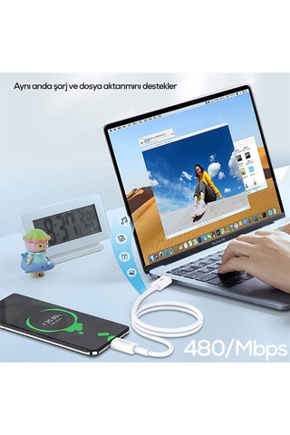 Rs06cc Type-c To Type-c Pd Şarj Data Kablo 65w Hızlı Şarj Özellikli 1m Beyaz