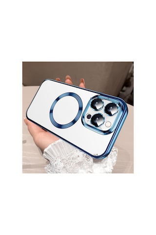 Apple iPhone Uyumlu 15 Pro Max Kılıf Kamera Lens Korumalı Logo Gösteren Arkası Şeffaf Kenarları Renkli Titanium Çok Renkli