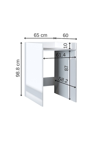 Çamaşır Kurutma Makinesi Dolabı Kapaksız Banyo Dolabı 65 Cm Beyaz Mat Beyaz
