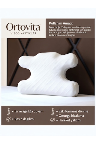 Ortovita Kırışık Giderici Güzellik Yastığı Visco Ergonomik Beyaz