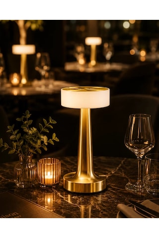 Şarjlı Gold Mantar Masa Lambası Dimmer Ayarlı Kablosuz Led Lamba Çok Renkli