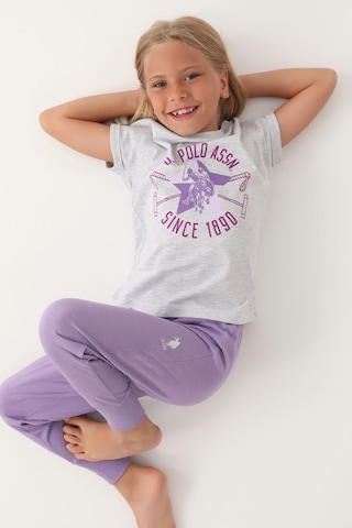 U.s. Polo Assn Lisanslı Starry Kar Melanj Kız Çocuk Pijama Takımı 5274-43205 Kar Melanj