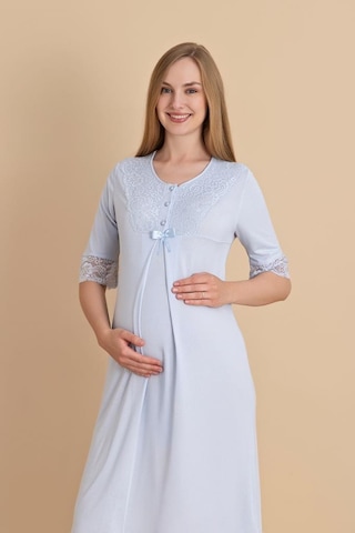 Duchesse Birolgaye 12601 Mavi Dantel Kol Hamile Lohusa Gecelik Sabahlık Tk