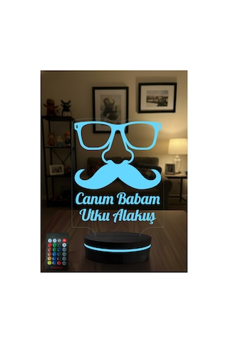 Kişiye Özel İsimli Canım Babam 3d Led Gece Lambası - 16 Renk Kumandalı Babaya Doğum Günü
