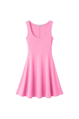 Vadon 1027 Kadın Pamuklu Basic U Yaka Kolsuz A Kesim Elbise Pembe
