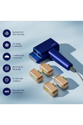 Mavi Yeni Seri Mlay T16 1 Milyon Atım 4 Başlıklı Epilasyon Cihazıcihazı Hr+sa+bk+fa