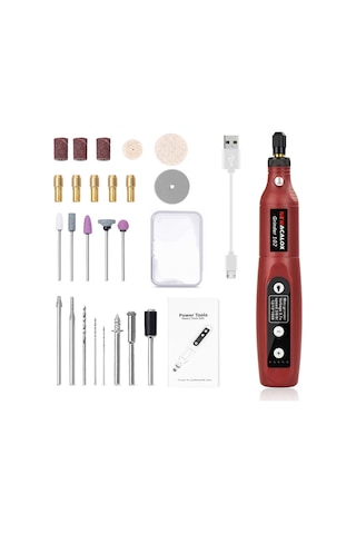 Teltree Usb Şarjlı Mini Elektrikli Taşlama Aleti Seti - 5 Viteslı Işıklı Polisher, Ahşap Taşlama Ve Polishing İçin Çok Fonksiyonlu Gereç Gri