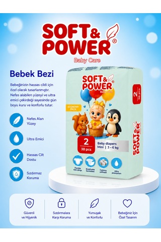 Bebek Bezi No:2 Mini 3-6 Kg 38'li 2 Numara