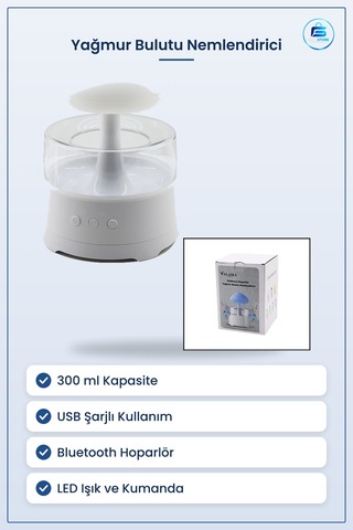 Hava Nemlendirici 300 Ml Usb Şarjlı Bluetooth Hoparlörlü Led Kuma
