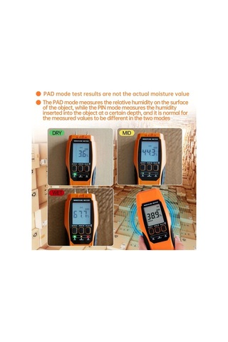 Motion003 2li 1 Arada Pimli Pimsiz Nem Olcer Ev Icin Kuf Test Kiti Turuncu Su Kacagi Dedektor Aydinlatmali Alarmli Pilsiz Ahsap Alcipan