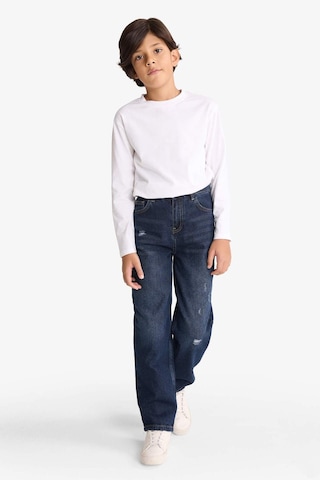 Defacto Erkek Çocuk Loose Fit Yırtık Detaylı Düz Paça Jean Pantolon G3069a825wnnm34 Mavi