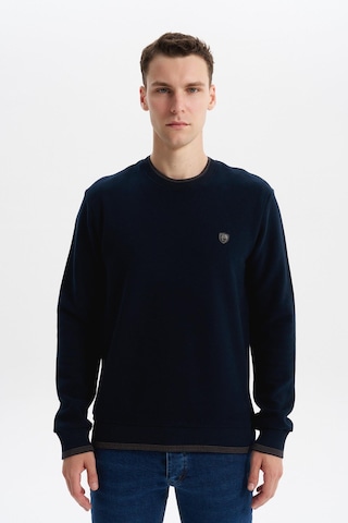 AR-MA Arma Erkek Regular Fit Örme Selanik Sweatshirt %65 Pamuk %35 Polyester, Karbon Fırçalı, Basic Bisiklet Yaka K30124699002 Lacivert