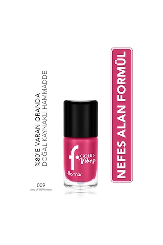 Flormar Good Vibes Yüksek Pigmentli & Parlak Bitişli Nefes Alabilen Oje 009 Landof Exotic Fruits