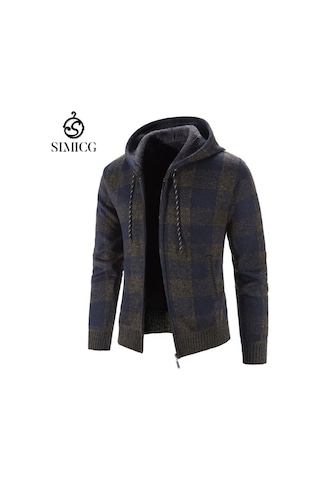 Erkek Kalın Bol Hırka Ekose - Açık Gri Açık Gri