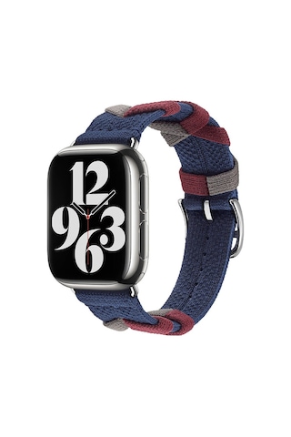 Apple Watch 7 45mm Zore Krd-97 Sarmal Örgü Tasarımlı Kordon Lacivert