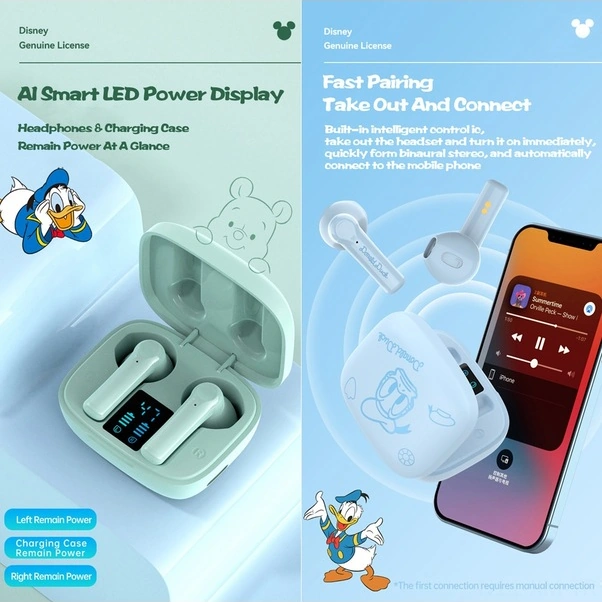 Fortunelane Mickey Mouse Pembe Kulaklıklar - Led, Hızlı Eşleşme, Uzun Pil, Mikrofonlu, Spora Uygun