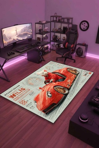 Blueprint Fare Halı Dijital Baskı Yıkanabilir Kaymaz Taban Leke Tutmaz Çok Renkli-37