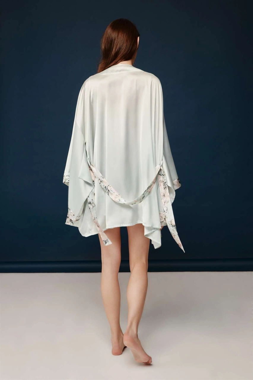 Bonnie&clyde - Kadın Baskılı Saten Gecelik Sabahlık Takımı Baskılı