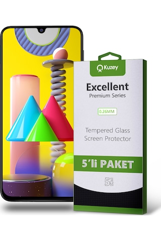 Samsung Galaxy M31 ile Uyumlu Temperli Ekran Koruyucu Kırılmaz Cam Ekonomik 5'li Paket