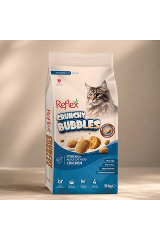 Crunchy Bubbles Kısırlaştırılmış Tavuklu Yetişkin Kedi Maması 10 Kg