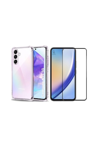 Samsung Galaxy A55 Uyumlu Köşe Dolgulu Anti Shock Telefon Kılıfı Ve 5d Kırılmaz Cam Ekran Koruyucu