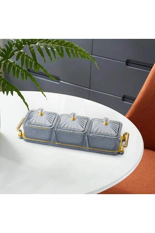 Suntek Magideal Kurutulmuş Meyve Tepsisi Bölünmüş Saklama Kabı Gri