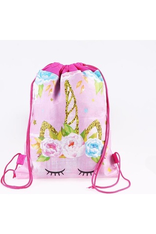 Çocuk Sırt Çantası Nötr Saklama Çantası Dokunmamış İpli Okul Çantası Unicorn Karikatür Sırt Çantası Sevimli İpli Çanta Çok Renkli Kirpik Unicorn