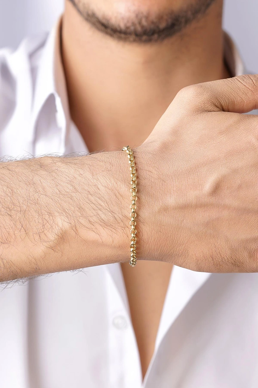 14 Ayar Altın Doch Erkek Bileklik 3.90 Mm Pembe Altın