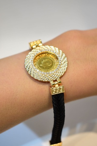 Yenigün Kuyumculuk 22 Ayar Çeyrek Altınlı Siyah Hasır Bileklik