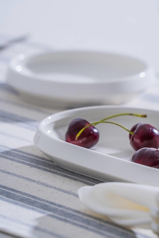 Acar Jea-07402 Rumi 3 Adet Porselen Oval Kayık Sunum Tabak 20 Cm Beyaz