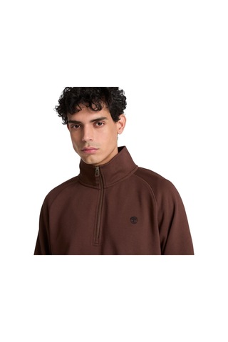Bc0yhb9ajd1-r Timberland Exeter Rıver Tree Embroidered Logo 1-4 Z Erkek Sweatshirt Kahve Bc0yhb9ajd1-r