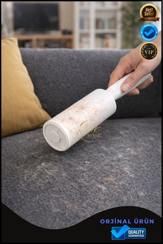 Tüy Toplama Rulosu 12 Li Set + Sap Koltuk, Halı Ve Kıyafet Temizleyici Pratik Kullanım