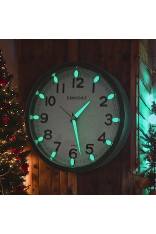 Fosforlu Karanlıkta Parlayan Küçük Çocuk Odası Yeşil Duvar Saati Çap 22 Cm Yeşil