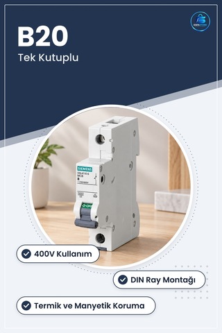 Miniatür Devre Kesici Sigorta B20 1p /400v Mcb Tek Kutuplu Pano İ