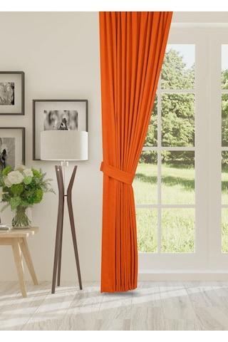 Cheap's Home Petek Dokulu Kadife Dokuma Sık 1 X 3 Pileli Fon Perde Kiremit
