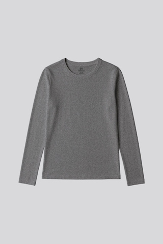 Gri Melanj O Yaka Standart Fit Uzun Kollu Basic Kadın T-shirt - 97312 Gri Melanj