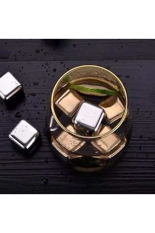 6'lı Çelik Metal Kaplama Viski Taşı Soğutma Buz Küpü Çok Renkli