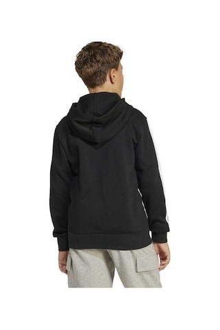 Adidas 3 Stripes Fleece Çocuk Siyah Kapüşonlu Ceket Siyah