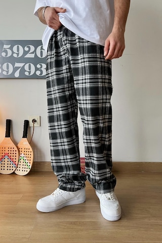 Flaw Beli Lastikli Ekoseli Pijama Siyah Siyah